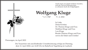 Traueranzeige von Wolfgang Kluge von Mücker Stimme