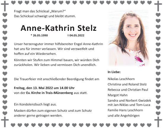 Traueranzeige von Anne-Kathrin Stelz von Licher Wochenblatt