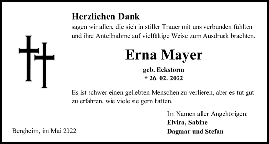 Traueranzeige von Erna Mayer von Kreis-Anzeiger
