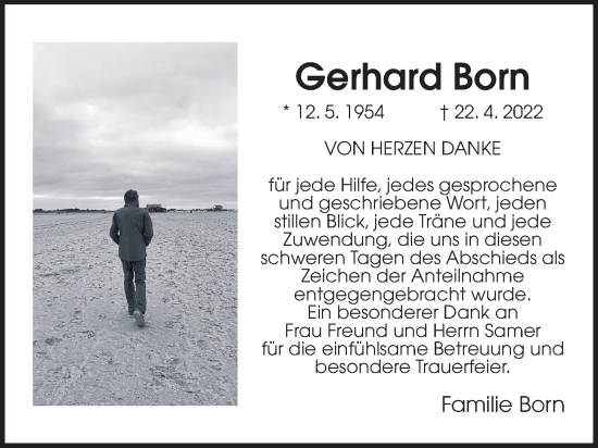 Traueranzeige von Gerhard Born von Giessener Allgemeine, Alsfelder Allgemeine