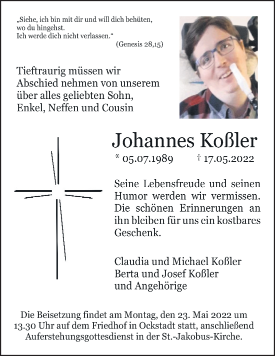 Traueranzeige von Johannes Koßler von Wetterauer Zeitung