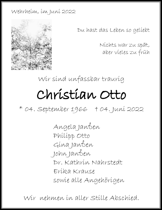 Traueranzeige von Christian Otto von Usinger Anzeiger