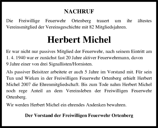 Traueranzeige von Herbert Michel von Kreis-Anzeiger