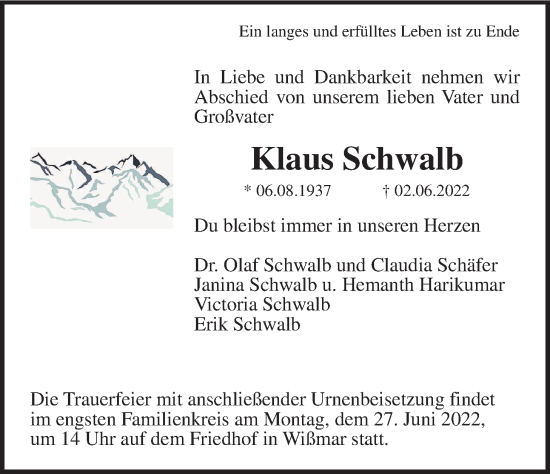 Traueranzeige von Klaus Schwalb von Giessener Allgemeine, Alsfelder Allgemeine