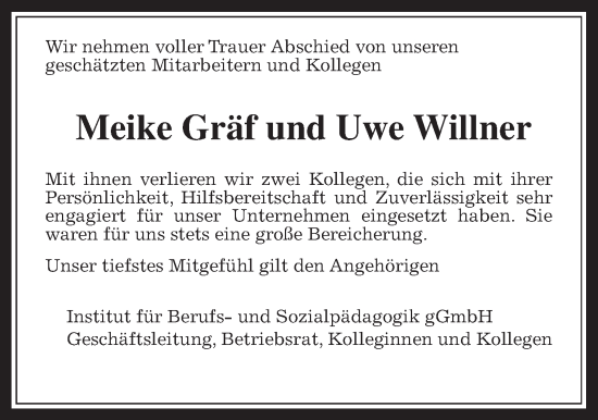 Traueranzeige von Meike Gräf von Giessener Anzeiger