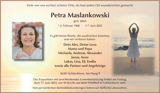 Traueranzeige von Petra Maslankowski von Kreis-Anzeiger