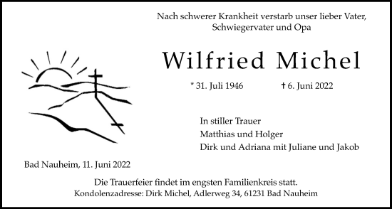 Traueranzeige von Wilfried Michel von Wetterauer Zeitung