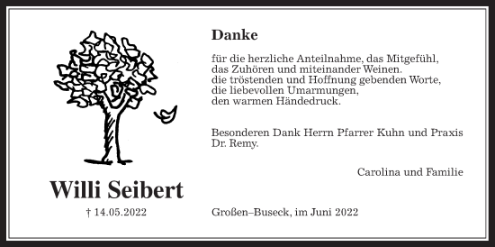 Traueranzeige von Willi Seibert von Giessener Allgemeine, Alsfelder Allgemeine