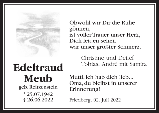 Traueranzeige von Edeltraud Meub von Wetterauer Zeitung