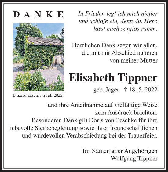 Traueranzeige von Elisabeth Tippner von Kreis-Anzeiger