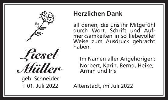 Traueranzeige von Liesel Müller von Kreis-Anzeiger