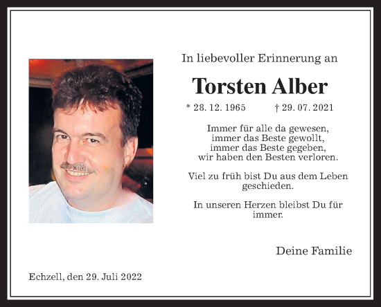 Traueranzeige von Torsten Alber von Wetterauer Zeitung
