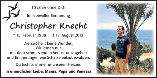 Traueranzeige von Christopher Knecht von Kreis-Anzeiger