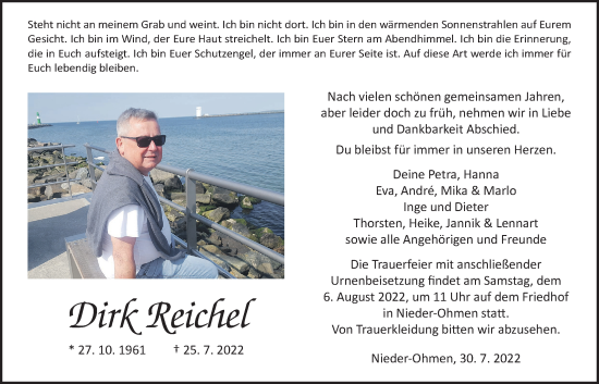 Traueranzeige von Dirk Reichel von Alsfelder Allgemeine, Mücker Stimme