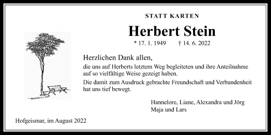 Traueranzeige von Herbert Stein von Mücker Stimme