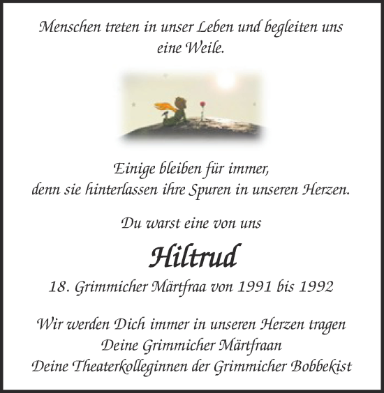 Traueranzeige von Hiltrud Lenz von Giessener Allgemeine, Alsfelder Allgemeine