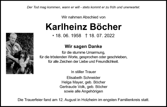 Traueranzeige von Karlheinz Böcher von Giessener Allgemeine, Alsfelder Allgemeine