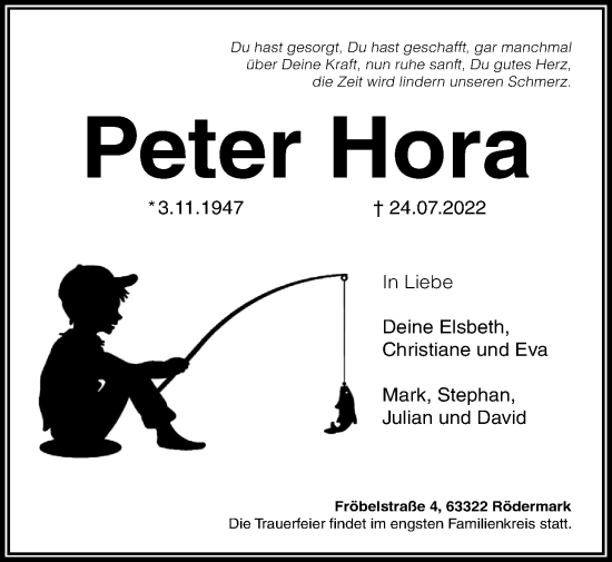 Traueranzeige von Peter Hora von Wetterauer Zeitung
