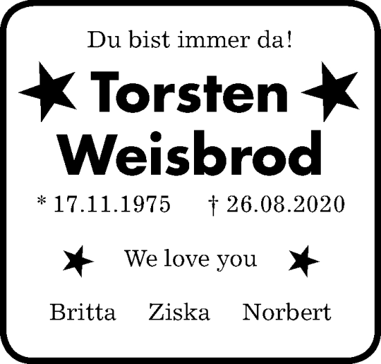 Traueranzeige von Torsten Weisbrod von Wetterauer Zeitung