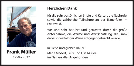 Traueranzeige von Frank Müller von Licher Wochenblatt