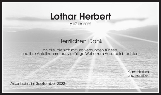 Traueranzeige von Lothar Herbert von Wetterauer Zeitung