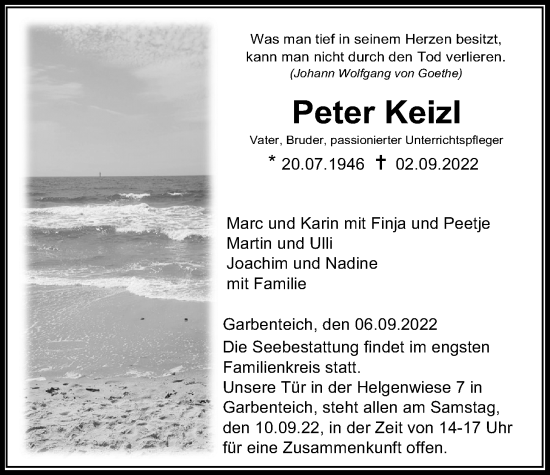 Traueranzeige von Peter Keizl von Giessener Anzeiger, Giessener Allgemeine, Alsfelder Allgemeine