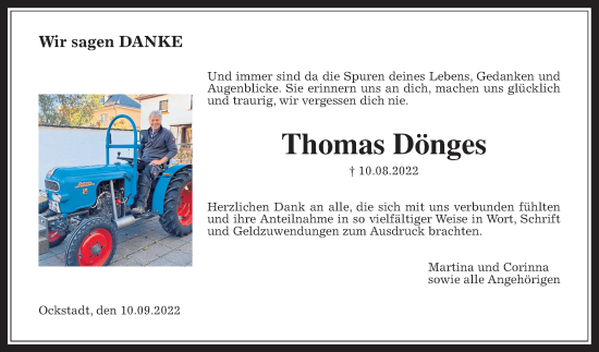 Traueranzeige von Thomas Dönges von Wetterauer Zeitung