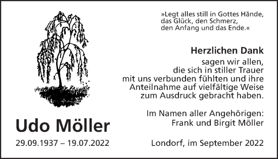 Traueranzeige von Udo Möller von Rabenauer Zeitung