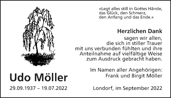 Traueranzeige von Udo Möller von Reiskirchener Anzeiger