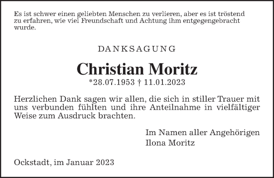 Traueranzeige von Christian Moritz von Wetterauer Zeitung