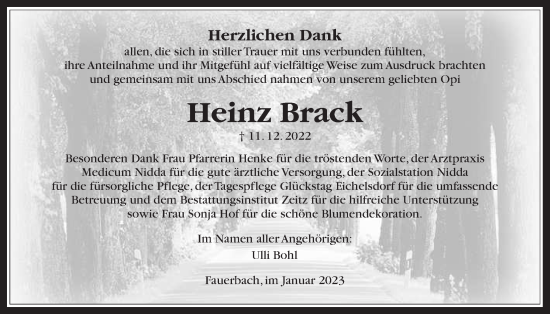 Traueranzeige von Heinz Brack von Kreis-Anzeiger