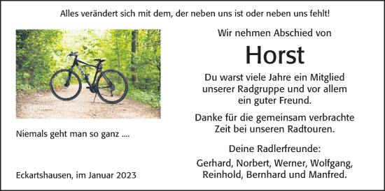 Traueranzeige von Horst Brettmann von Kreis-Anzeiger