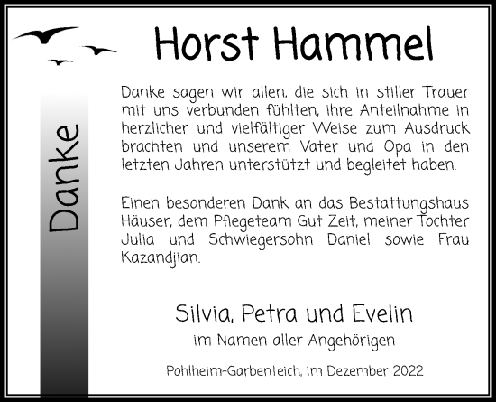 Traueranzeige von Horst Hammel von Licher Wochenblatt, Licher Wochenblatt