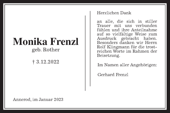Traueranzeige von Michael Frenzl von Giessener Allgemeine, Alsfelder Allgemeine, Giessener Anzeiger