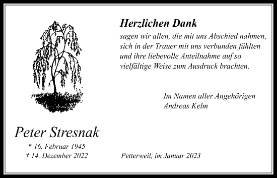 Traueranzeige von Peter Stresnak von Bad Vilbel/Karben