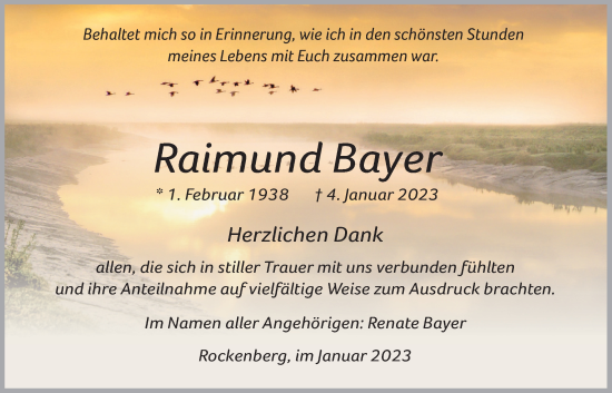 Traueranzeige von Raimund Bayer von Wetterauer Zeitung