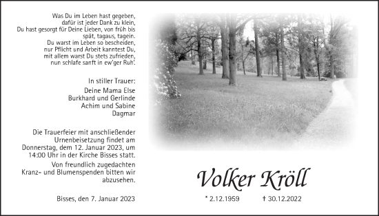 Traueranzeige von Volker Kröll von Wetterauer Zeitung