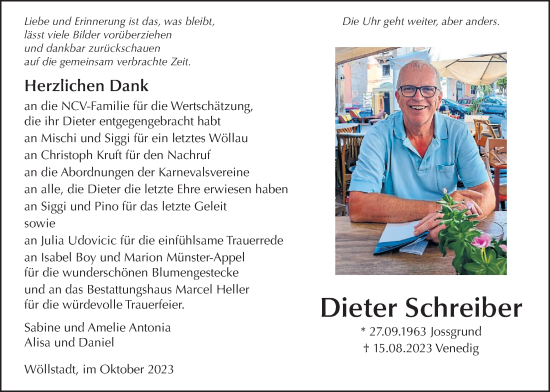 Traueranzeige von Dieter Schreiber von Wetterauer Zeitung