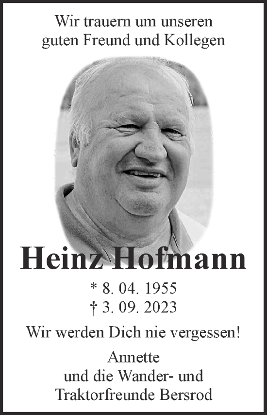Traueranzeige von Heinz Hofmann von Giessener Allgemeine, Alsfelder Allgemeine