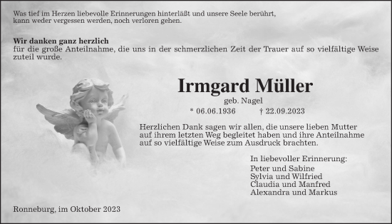 Traueranzeige von Irmgard Müller von Kreis-Anzeiger