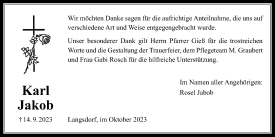 Traueranzeige von Karl Jakob von Licher Wochenblatt