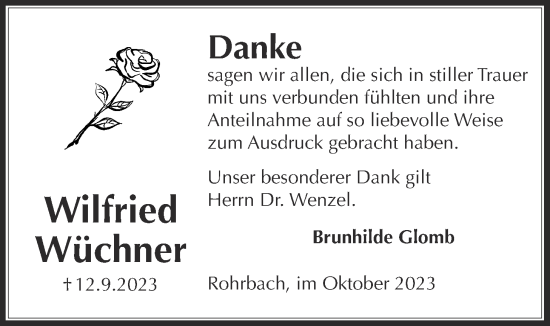 Traueranzeige von Wilfried Wüchner von Kreis-Anzeiger