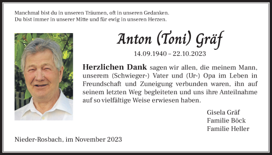 Traueranzeige von Anton Gräf von Wetterauer Zeitung