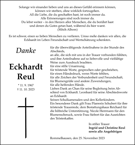 Traueranzeige von Eckhardt Reul von Kreis-Anzeiger