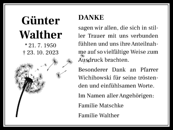 Traueranzeige von Günther Walther von Kreis-Anzeiger