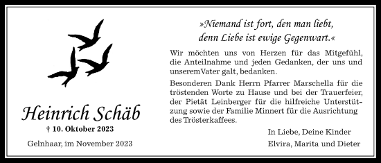 Traueranzeige von Heinrich Schäb von Kreis-Anzeiger