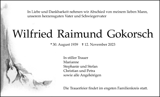 Traueranzeige von Wilfried Raimund Gokorsch von Giessener Allgemeine, Alsfelder Allgemeine