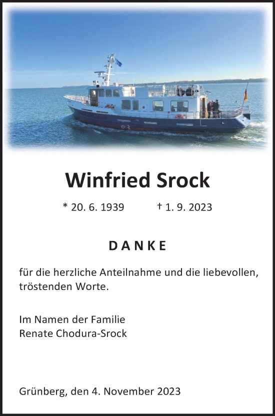 Traueranzeige von Winfried Srock von Giessener Allgemeine, Alsfelder Allgemeine
