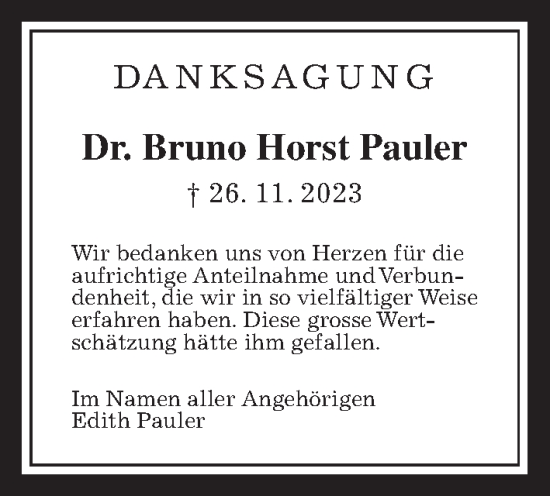 Traueranzeige von Bruno Horst Pauler von Giessener Allgemeine, Alsfelder Allgemeine