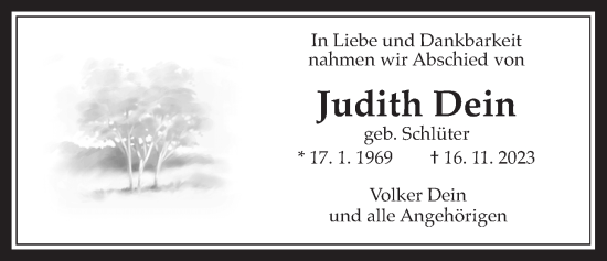 Traueranzeige von Judith Dein von Wetterauer Zeitung